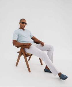 Polo en maille côtelée à encolure ouverte homme[MISSING]